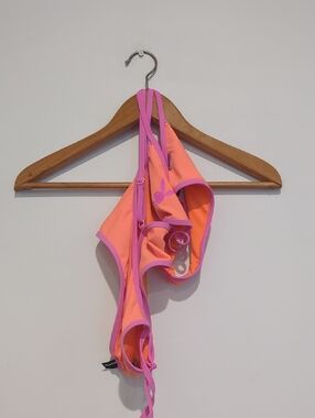 Neon Coral & Hot Pink Bikini Top